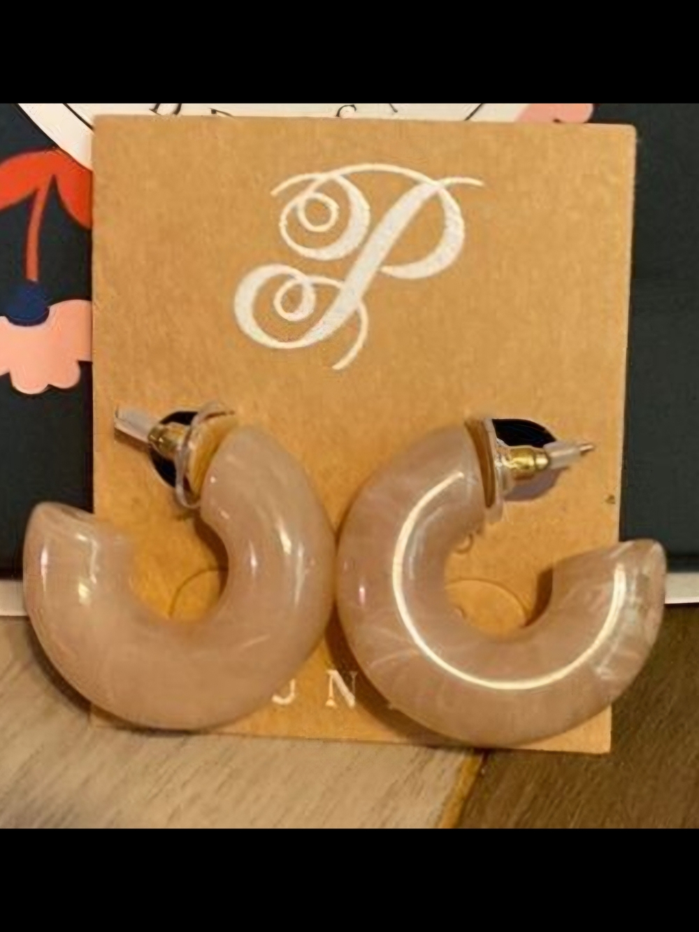 Plunder Soft Blush Hoop Resin Earrings